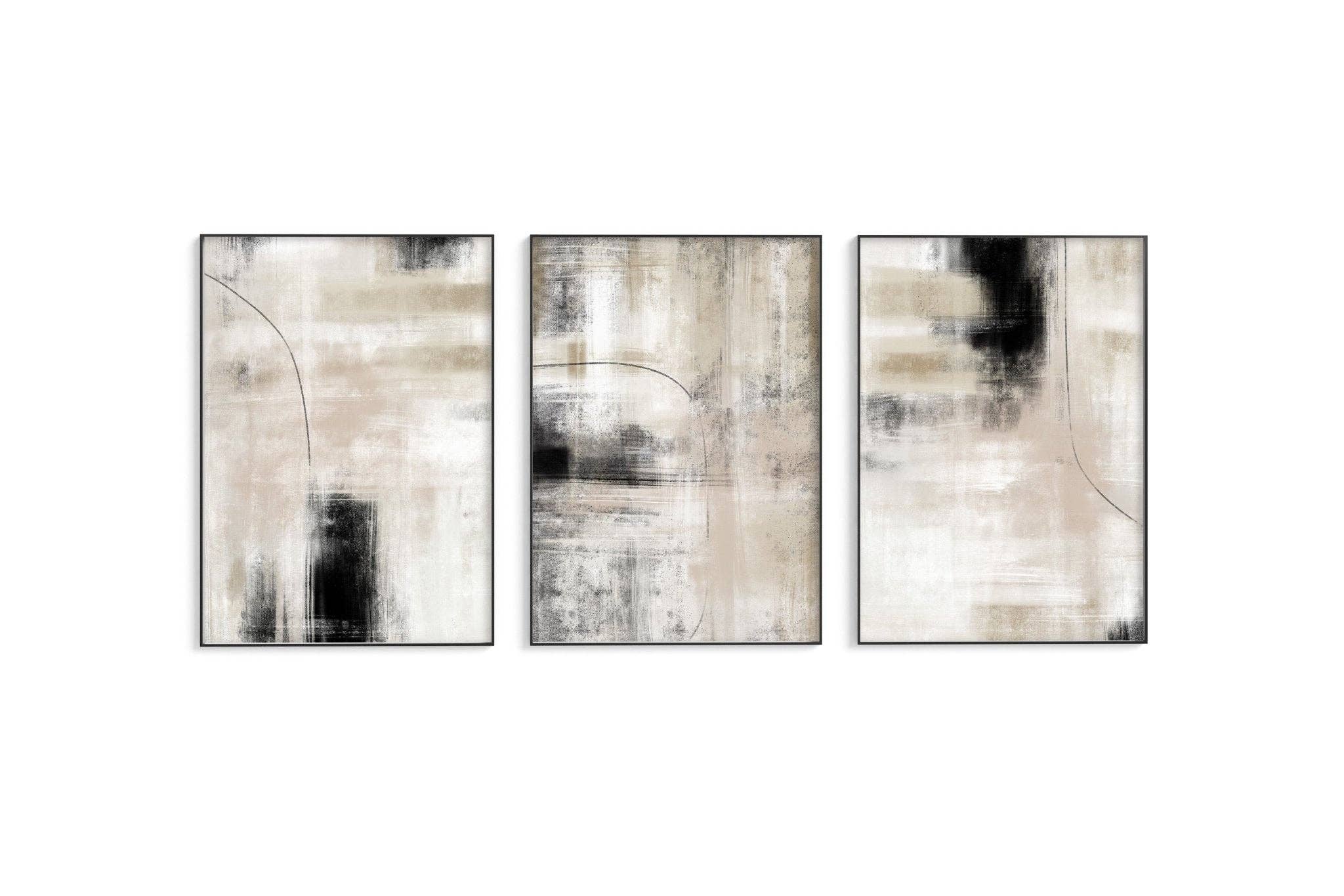 D'LUXE PRINTS - Wholesale Gallery Wall Set - Neutral Abstract Set of 3 Prints3