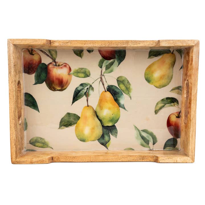 Candlelight Products Ltd – wholesale Decorative tray – Mango Wood Tray - Apples & Pears 1PK