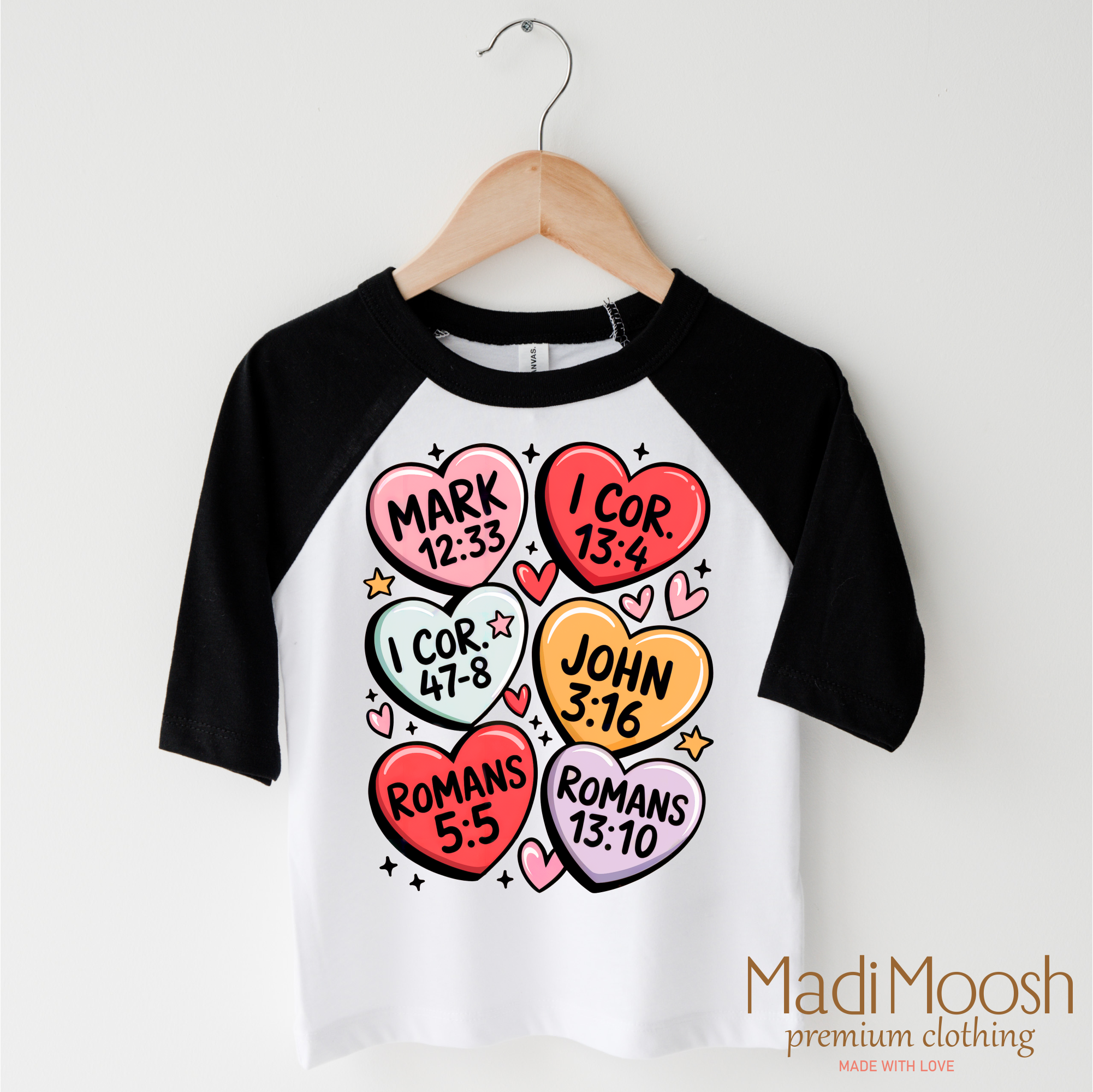 Madi Moosh - Vente T-shirt sérigraphié – enfant - T-shirt de la Saint-Valentin avec verset biblique - Tee-shirt chrétien de la Saint-Valentin6