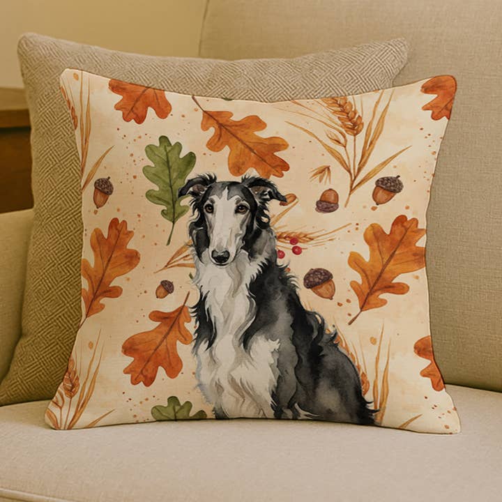 Almofada de Outono Herança Borzoi Preto e Branco 18x18 WDK7729 por atacado de Caroline's Treasures