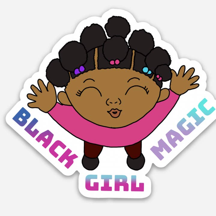 Black Girl Magic Die Cut Sticker for wholesale by Curly Crew Books