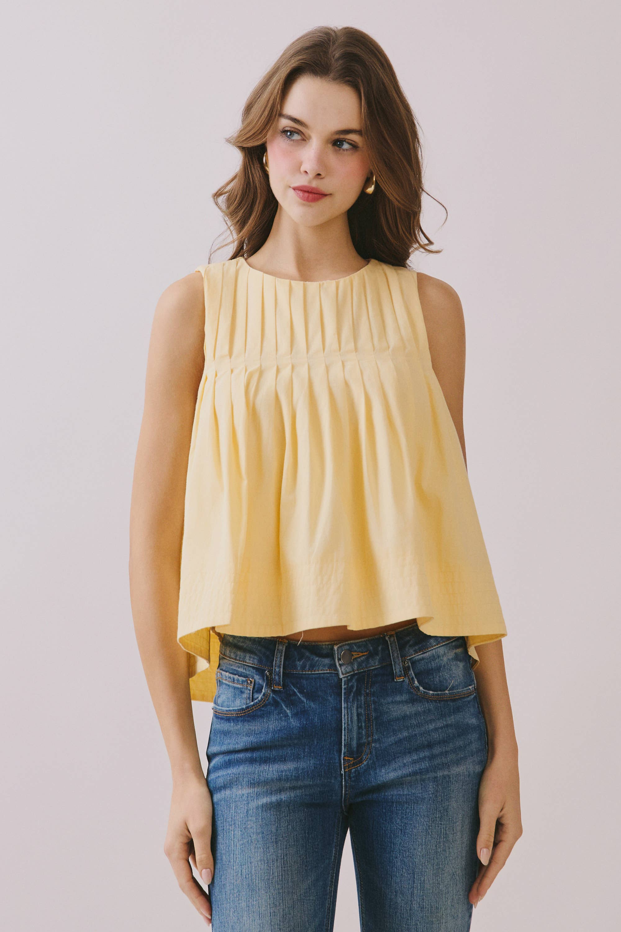 TCEC - Wholesale Blouse - Women's - CT9082-Pleated Detail High Low Sleeveless Top9
