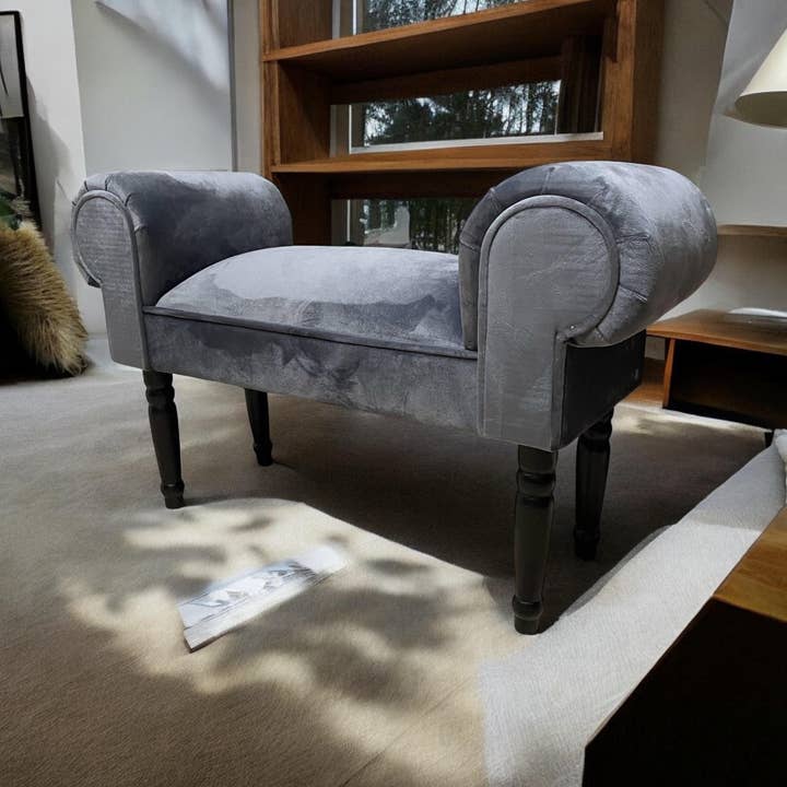 Grey Velvet Window Seat for wholesale by Minster Stylish Living Ltd