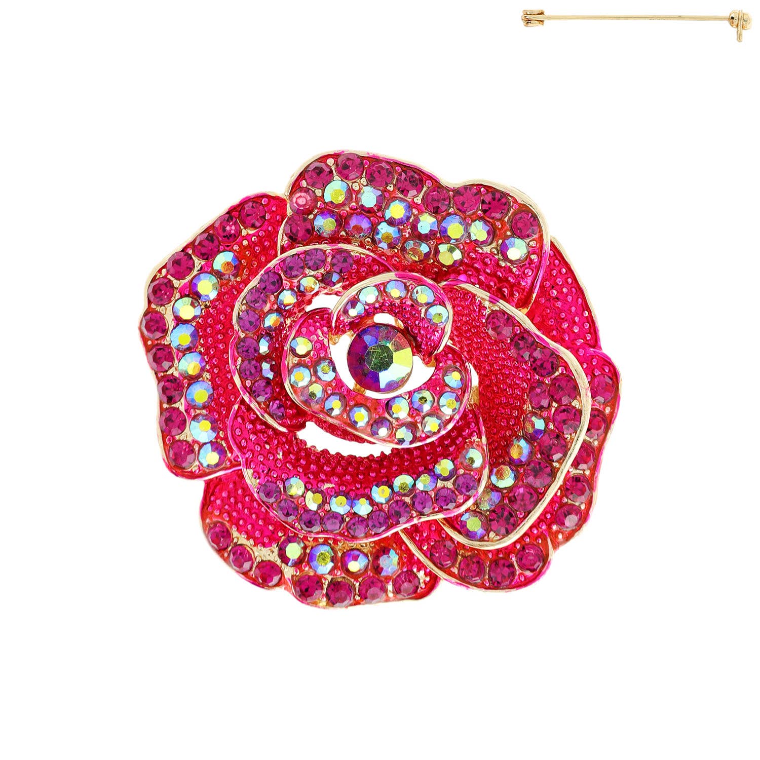 SP Sophia Collection - Wholesale Brooch - Rhinestone Embellished Rose Brooch Pin 1