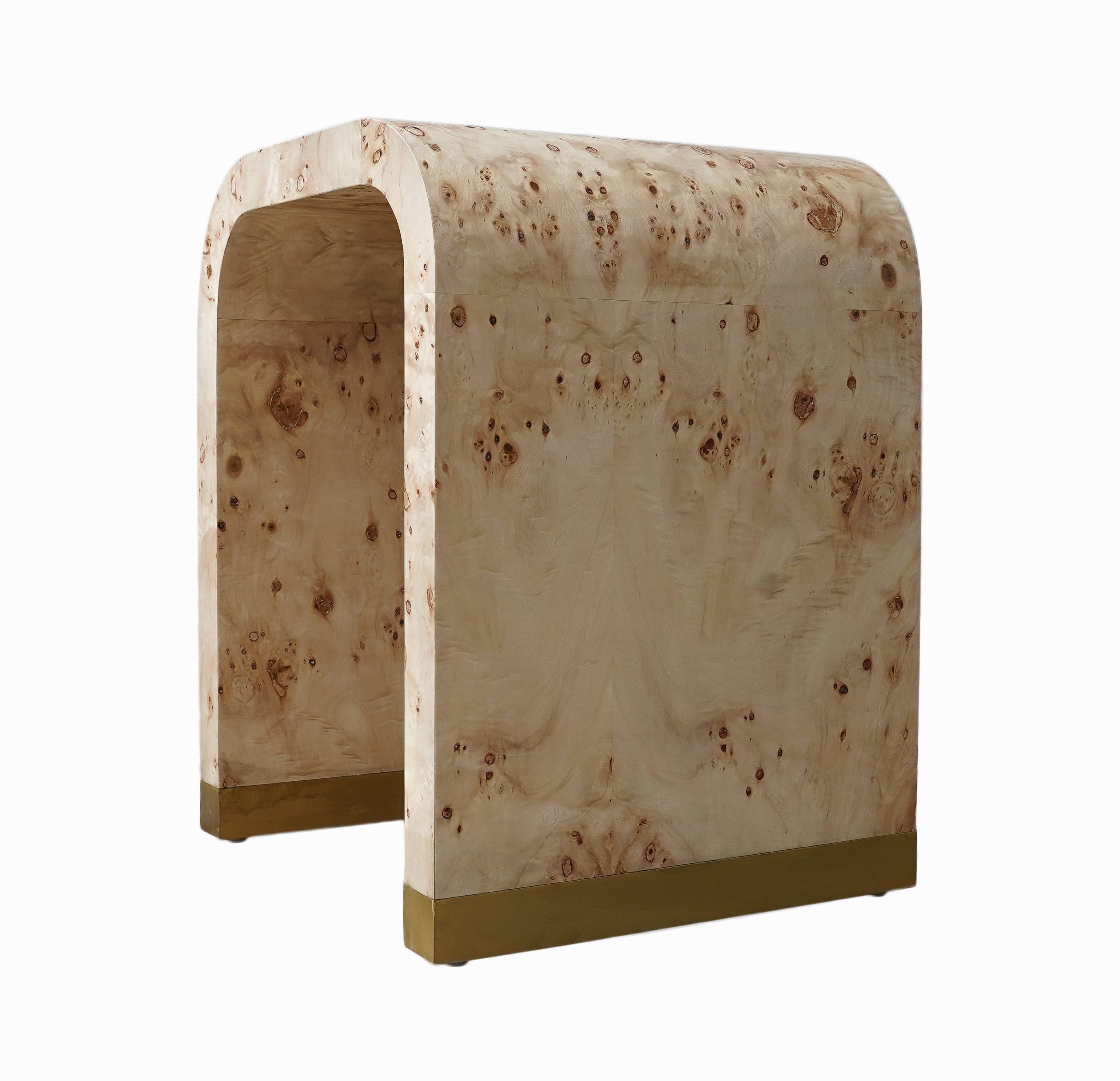 LR Home - Wholesale Side Table - Burl Wood Accent End Table with Brass-Wrapped Feet0