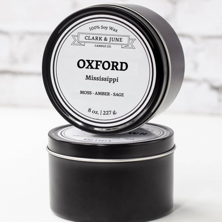 Oxford|Moss - Amber - Sage 8oz Soy Candle for wholesale by Clark & June Candle Co.