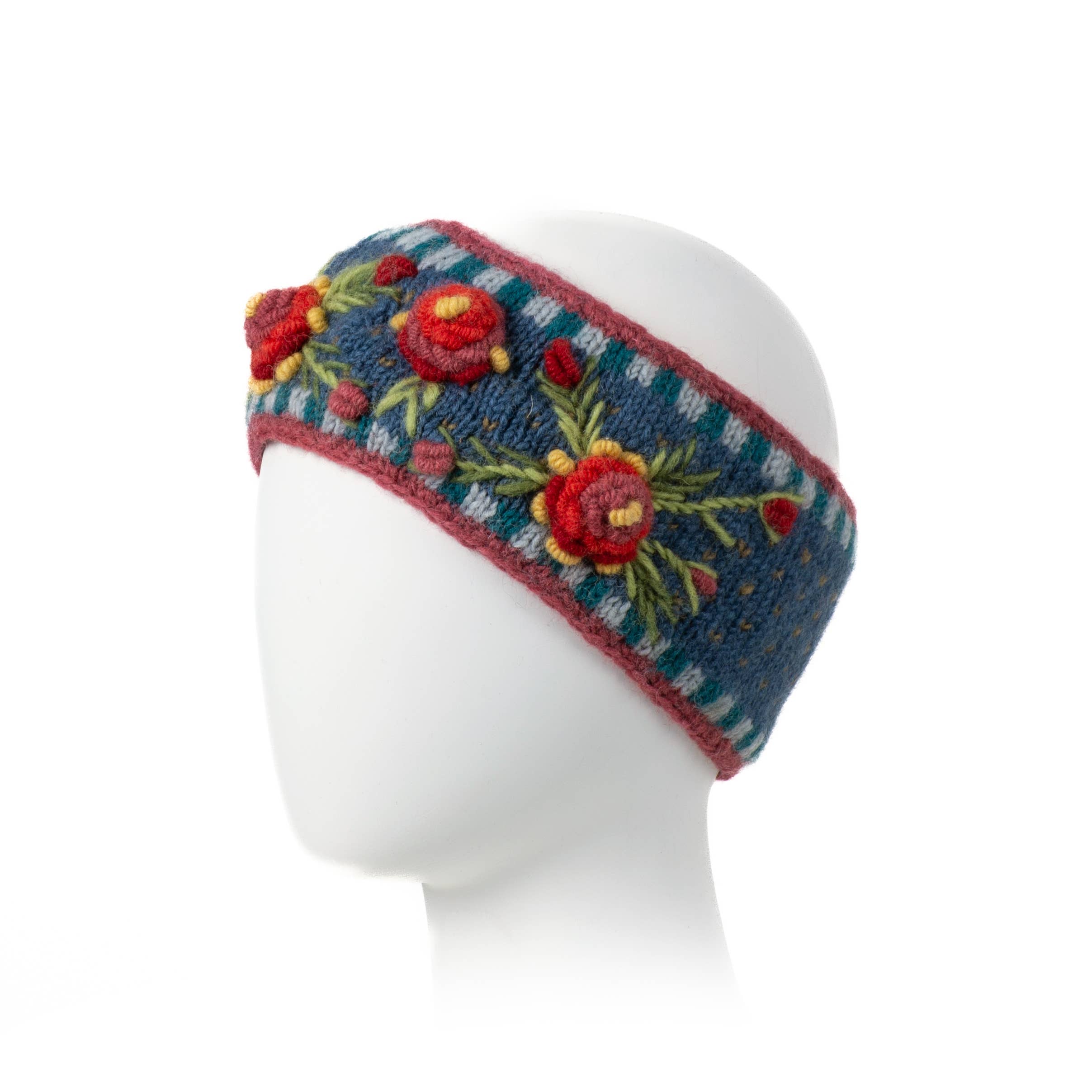 Lost Horizons Knitwear – Ships from USA - Wholesale Fashion Headband - Women's - Aubrey Headband - Hand Knit Wool Floral Embroidery10