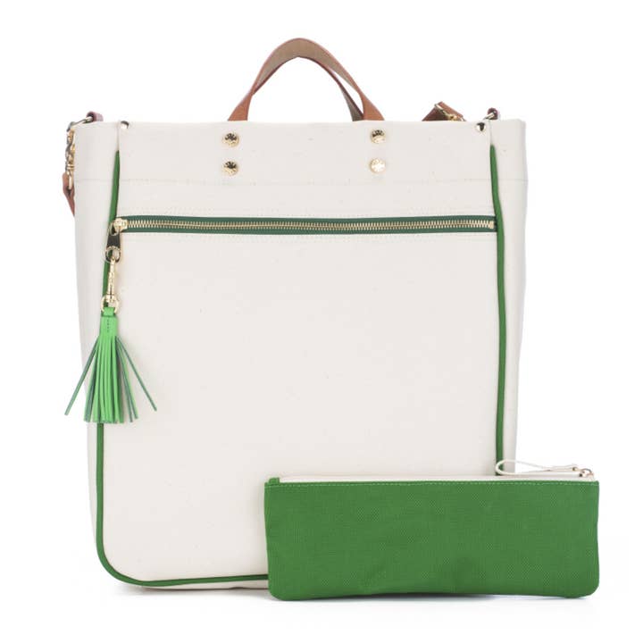 Boulevard - Wholesale Tote Bag - Women's - "Parker" Grass Canvas Tote with Leather Accents3
