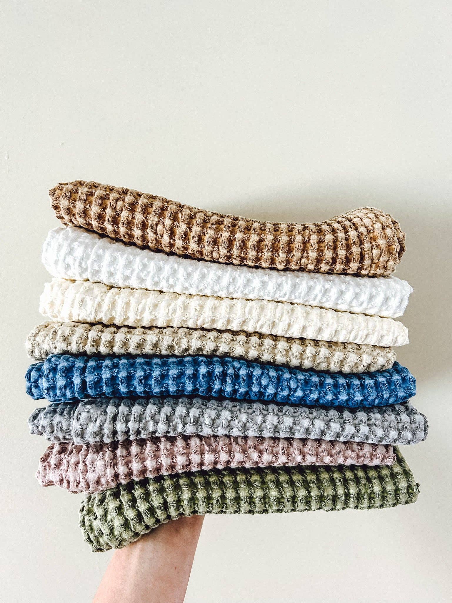 Mama and Tochter - Vente Torchons - Torchon gaufré rustique 100 % coton biologique - Blanc1