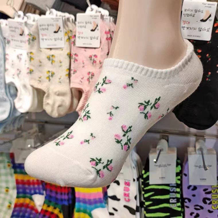 Sweetkama - Vente Chaussettes – femme - Chaussettes Bateau Tricotées à Petites Fleurs pour Femmes SKAS500224