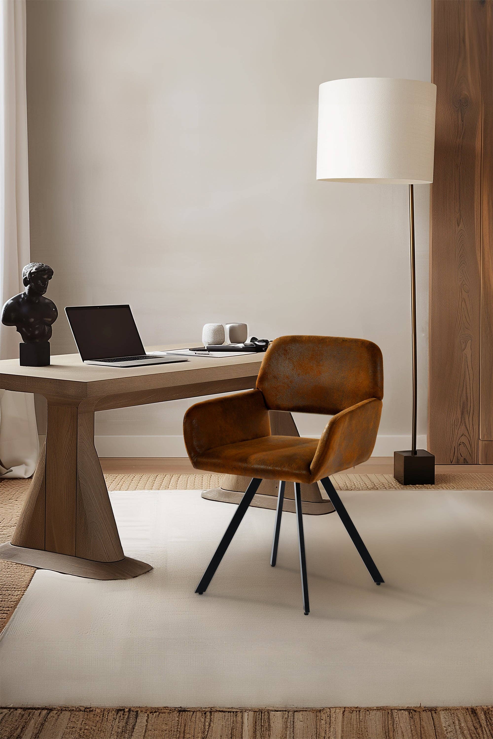 Urban Meuble - Wholesale Chair - Set of 2 vintage dining chairs swivel suede fabric brown CALIFORNIA KD SUEDE BROWN SWIVEL15