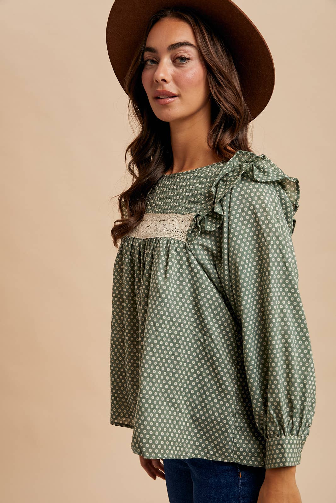 In Loom - Wholesale Blouse - Women's - PINTUCK SMOCK LONG SLEEVE BLOUSE15