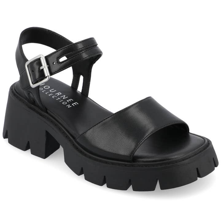 Journee - Wholesale Sandals - Women's - Tillee Block Heel Sandals In Faux Leather