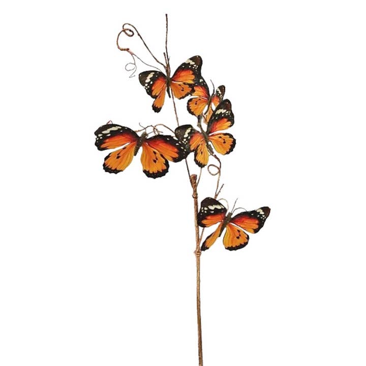 Will's Company - Wholesale Artificial Flowers - Screen Printed Butterfly Spray with Wired Stems - 5 options