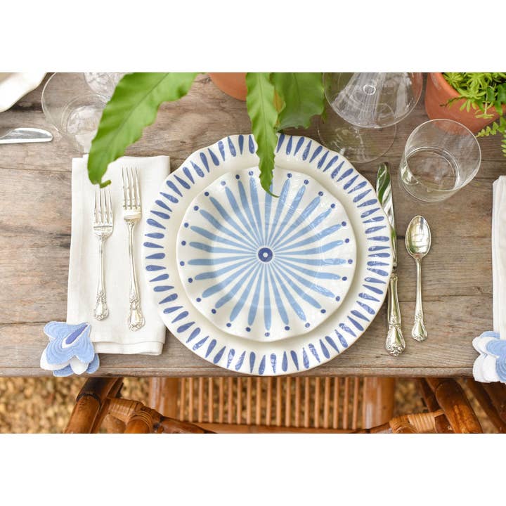 Coton Colors - Wholesale Dinner Plate - Iris Blue Drop Ruffle Dinner Plate
