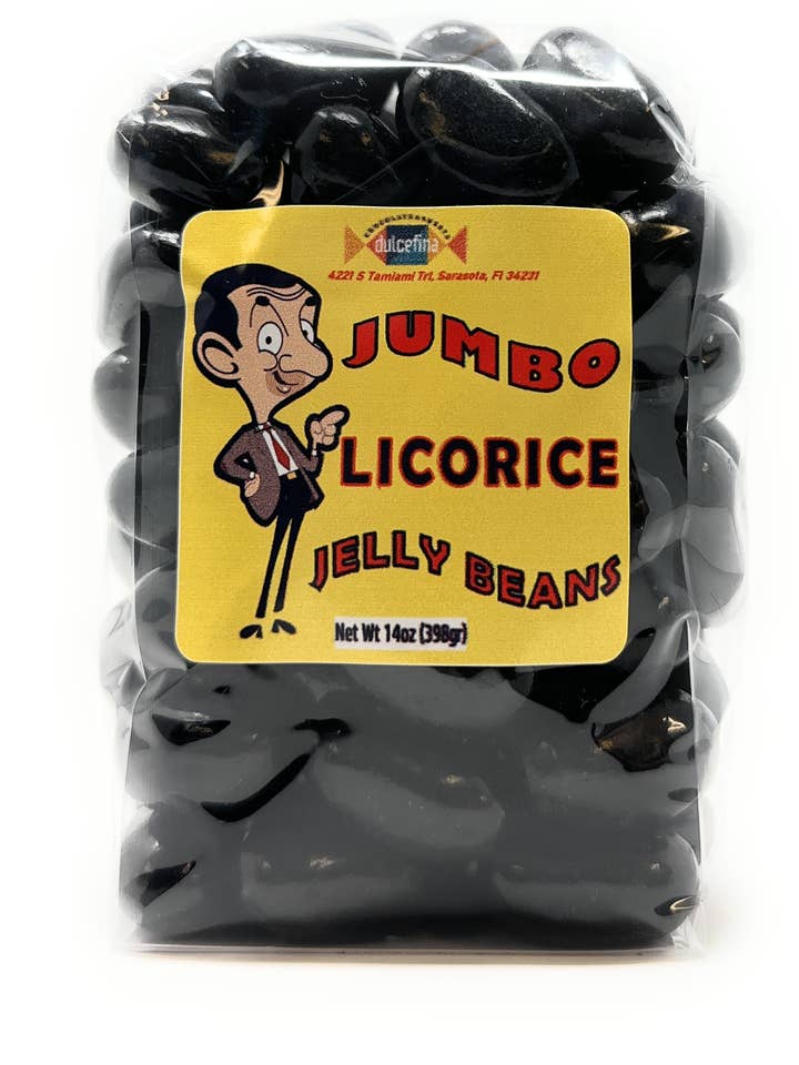Black Licorice Jelly Beans 11oz Bag for wholesale by Dulcefina Chocolate and Sweets