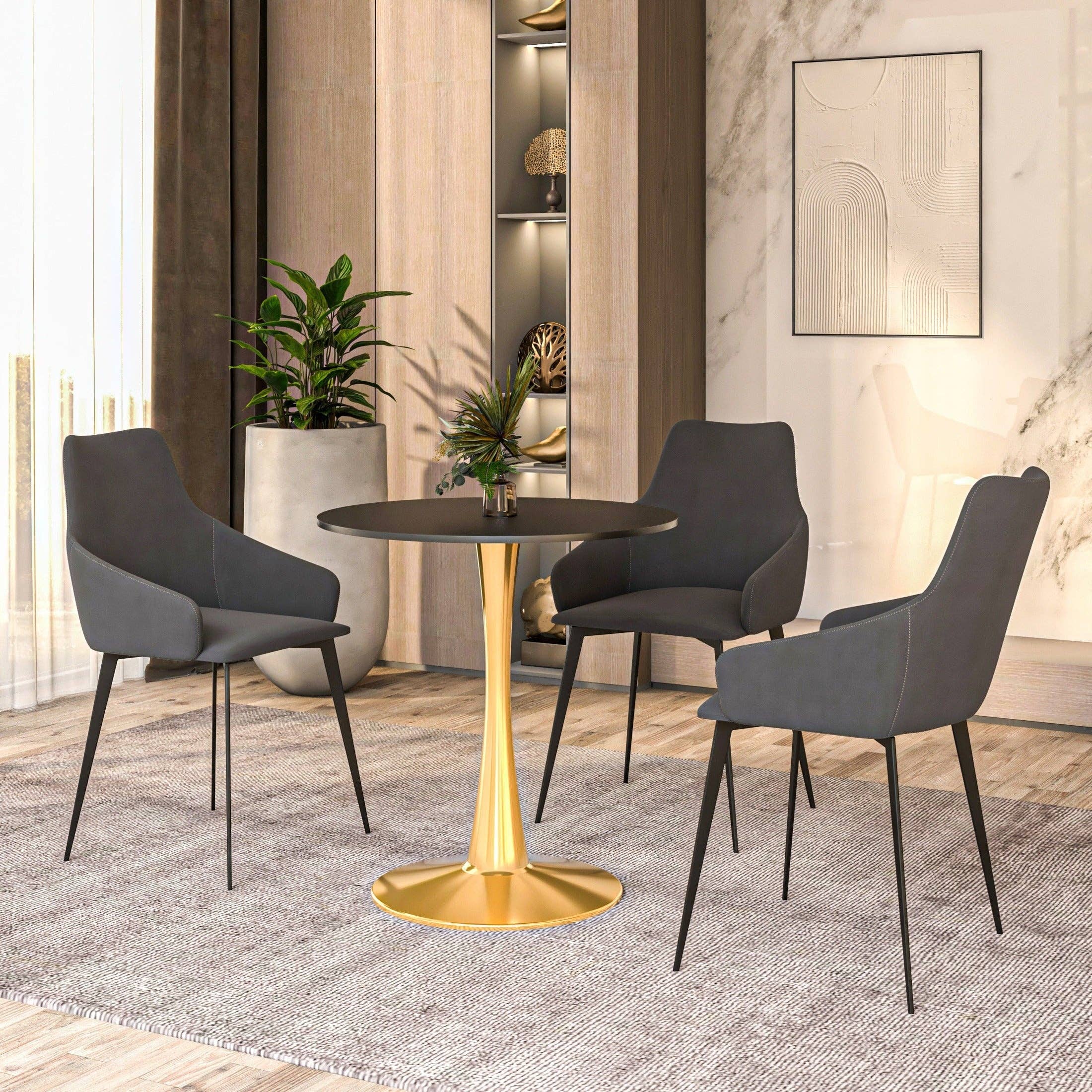 LeisureMod - Wholesale Side Table - Bristol Round Dining Table with MDF Wood Top and Gold Base17
