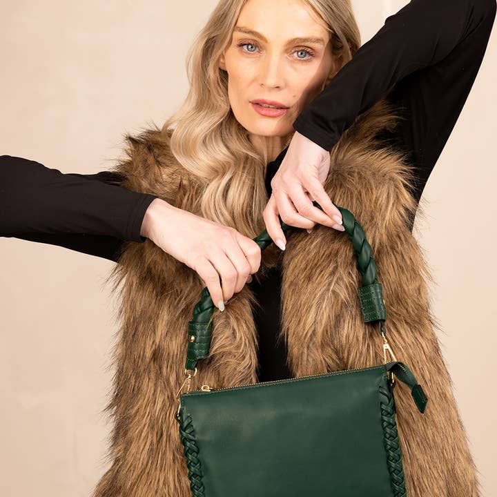 Jen & Co. - Wholesale Shoulder Bag - Women's - M2461 Judith Whipstitch Trim Shoulder Bag w/ Braided Handle13