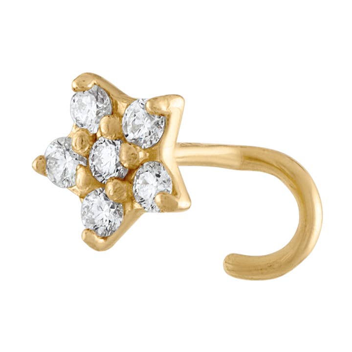 Anillo nasal de oro macizo de 14 quilates con diamantes genuinos para venta al por mayor de Zahav Jewelry