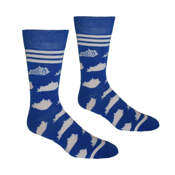 Buy Socks You All - Wholesale Socks - Men's - Kentucky Shapes in Blue and White - Men's Socks1