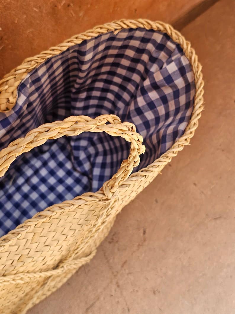 HandmadeBestSeller – wholesale Basket – Natural Palm Leaf Basket with Fabric Lining5