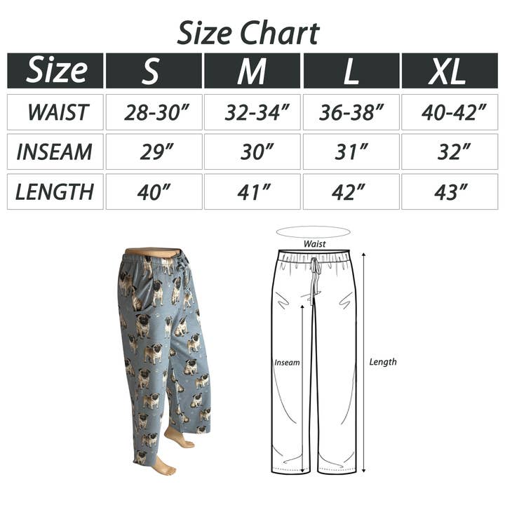 E&S Pets - Wholesale Sleepwear Bottom - Women's - Pug Pajama Bottoms - Pet Lover Pajama Pants