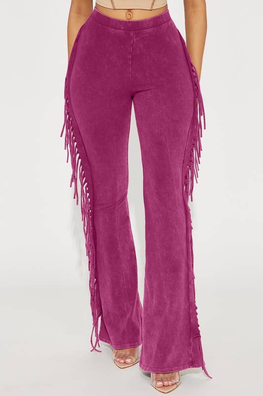 5besties inc - Wholesale Pants - Women's - Mineral Wash Fringe Detail Pants17