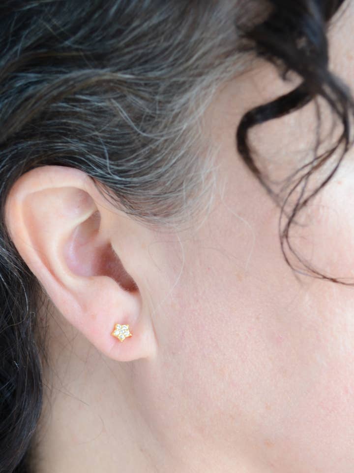 Vergoldete Sternstecker mit Pavé-Zirkonia für den Großhandel von AJS Design Studio