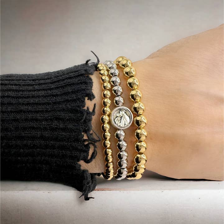 Love, Lisa - Vendita all'ingrosso Bracciale con perline - Braccialetto da preghiera elasticizzato con perline subliminali di Sant'Antonio