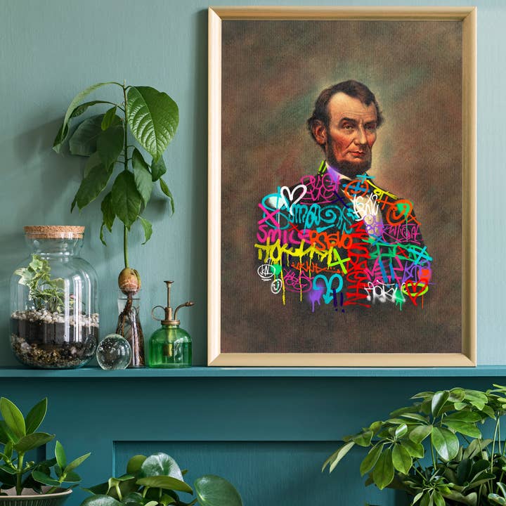 Ink & Drop - Vendita all'ingrosso Stampa artistica - Giacca Abraham Lincoln Graffiti stampata1
