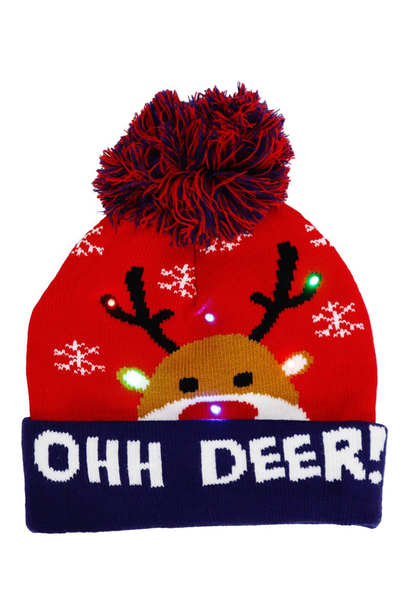 Cap Zone - Wholesale Beanie - Kids - Toddlers Christmas LED Light-Up Cuffed Beanie13