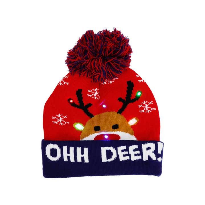 Cap Zone - Wholesale Beanie - Kids - Toddlers Christmas LED Light-Up Cuffed Beanie13