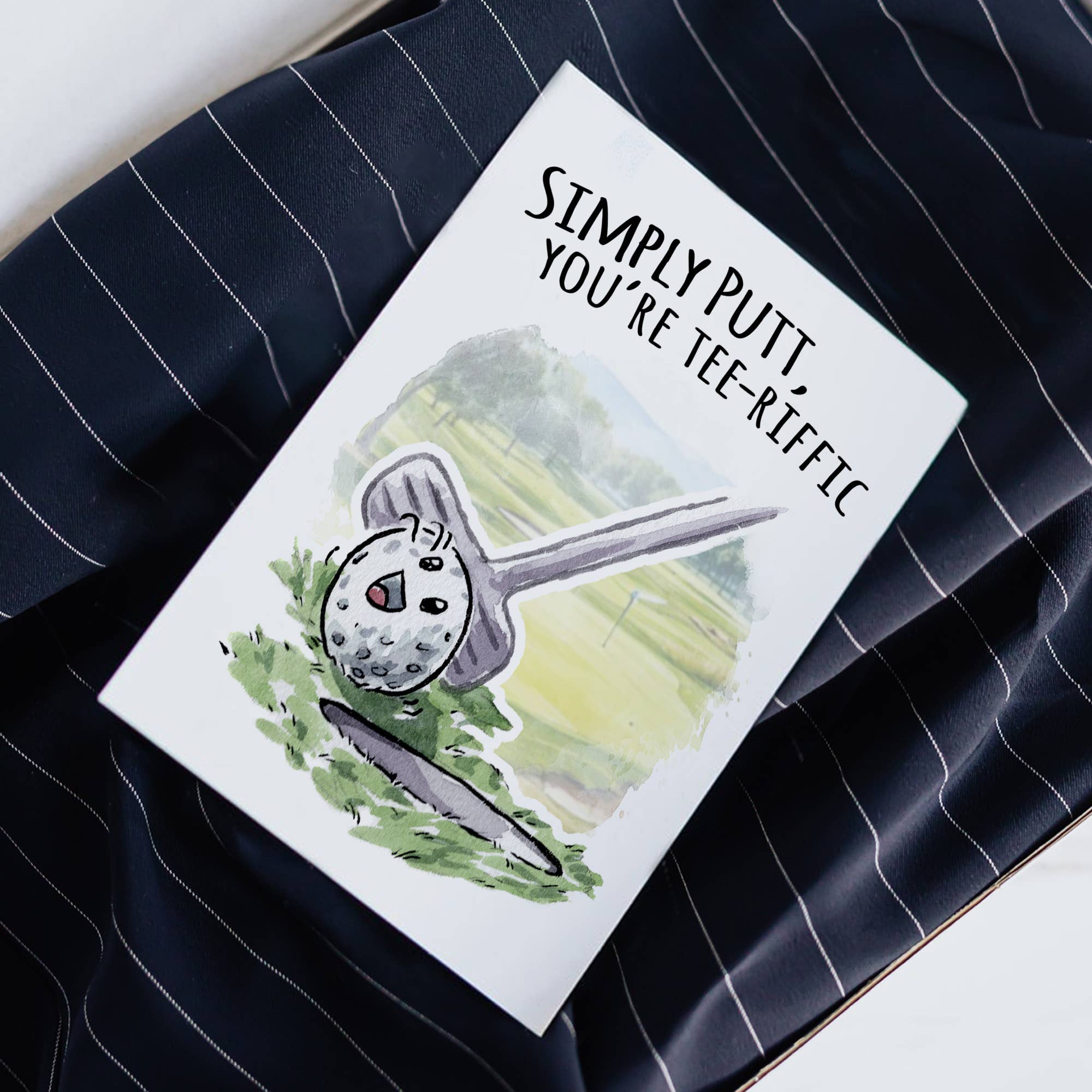 Aaron Millard Illustration - Vente Carte pour la fête des Pères - « Simply Putt », jeu de mots de golf, cadeau pour mari pour la fête des pères1