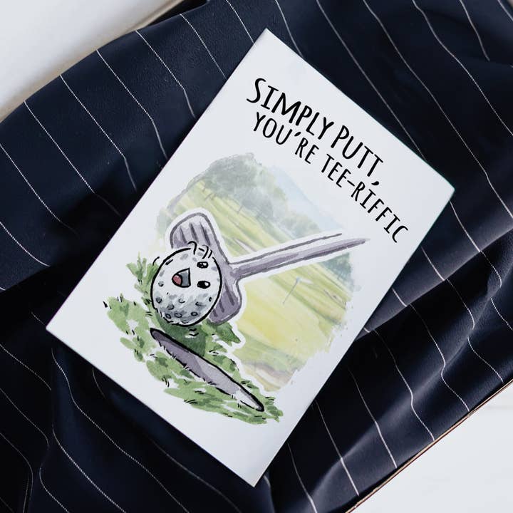 Aaron Millard Illustration - Vente Carte pour la fête des Pères - « Simply Putt », jeu de mots de golf, cadeau pour mari pour la fête des pères1