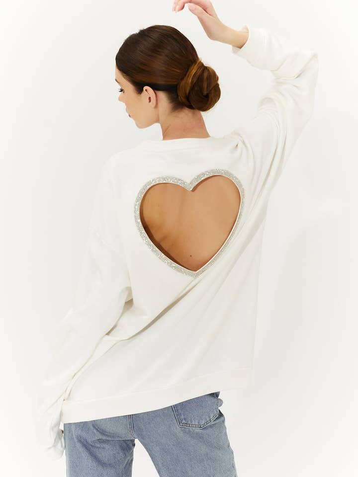 Mælk sweatshirt med et hjerte på ryggen. for engroshandel hos Semenenko