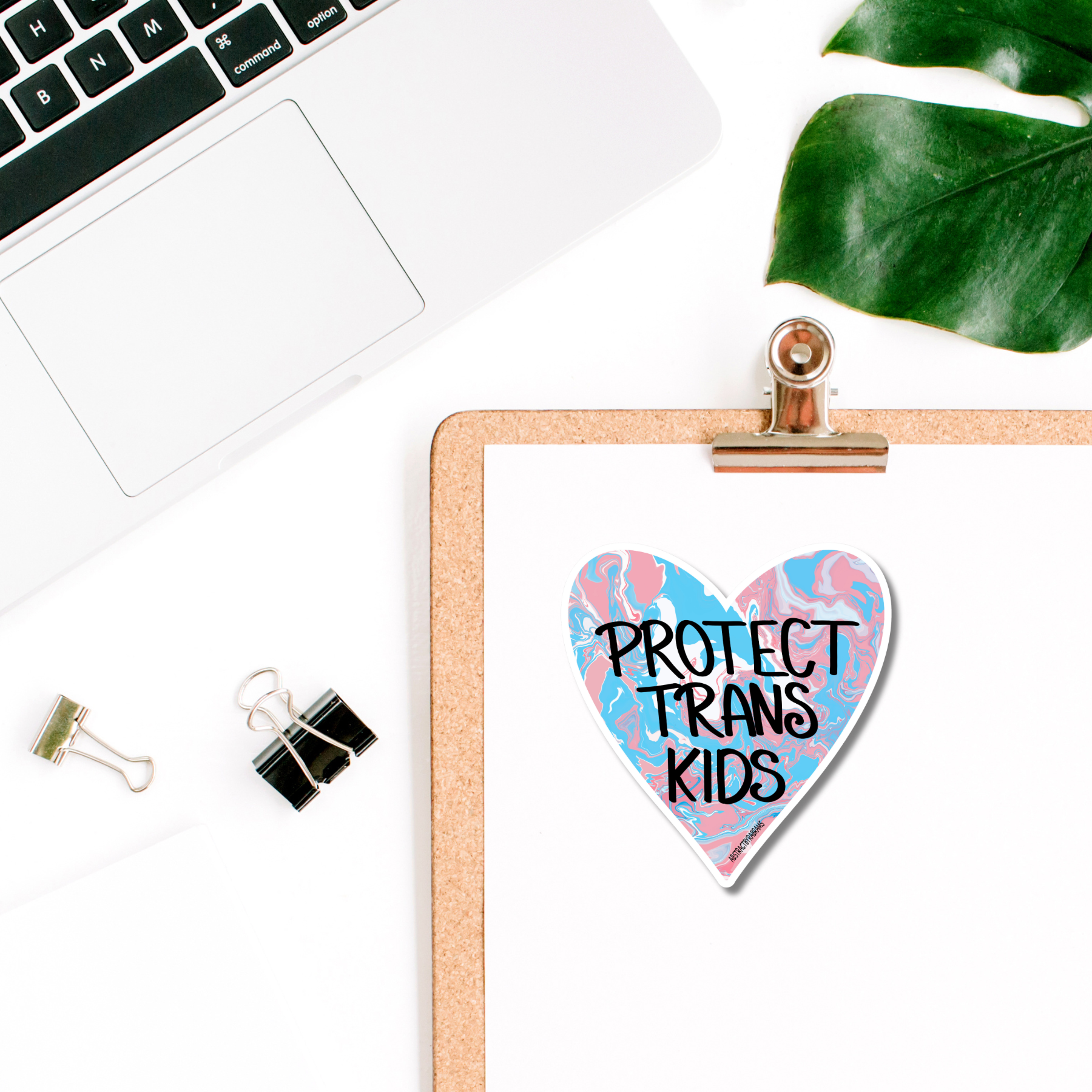 AbstractbyRabrams - Wholesale Sticker - Protect Trans Kids Heart Shaped Matte Vinyl Sticker LGBTQ1