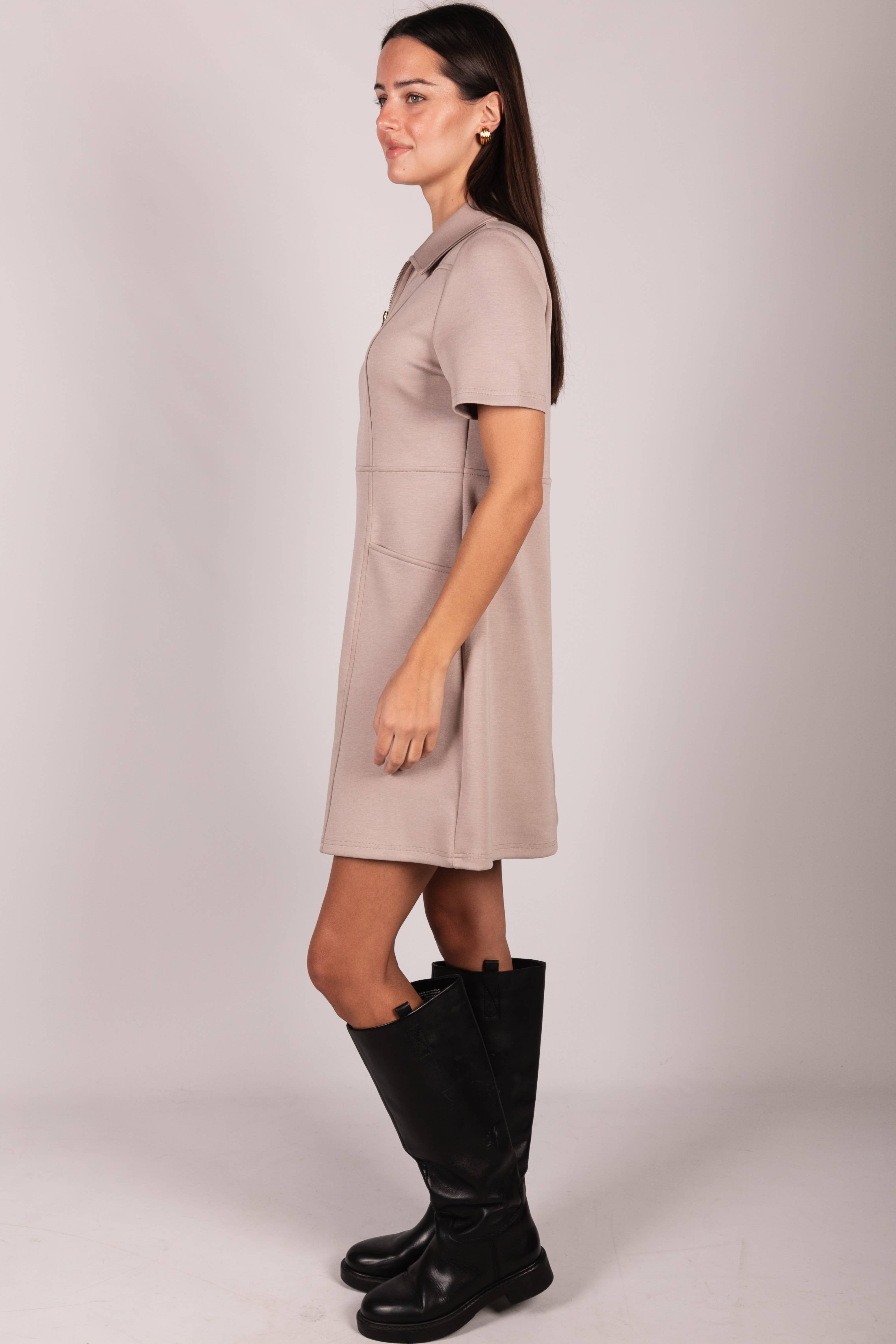 P. CILL - Wholesale Dress - Women's - P. CILL Butter Modal Quarter Zip Short Sleeve Dress21