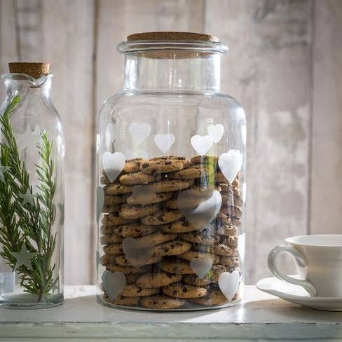 Grote glazen pot met brede hals en hart voor wholesale door Retreat Home Ltd