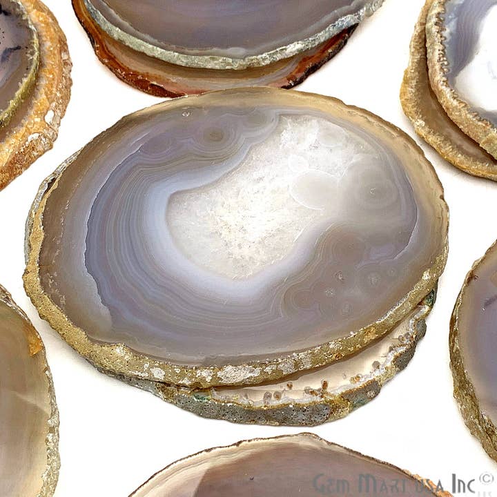 GemMartUSA - Wholesale Coasters - Natural Agate Coaster, Drinkware Set - 2 Coasters Set2