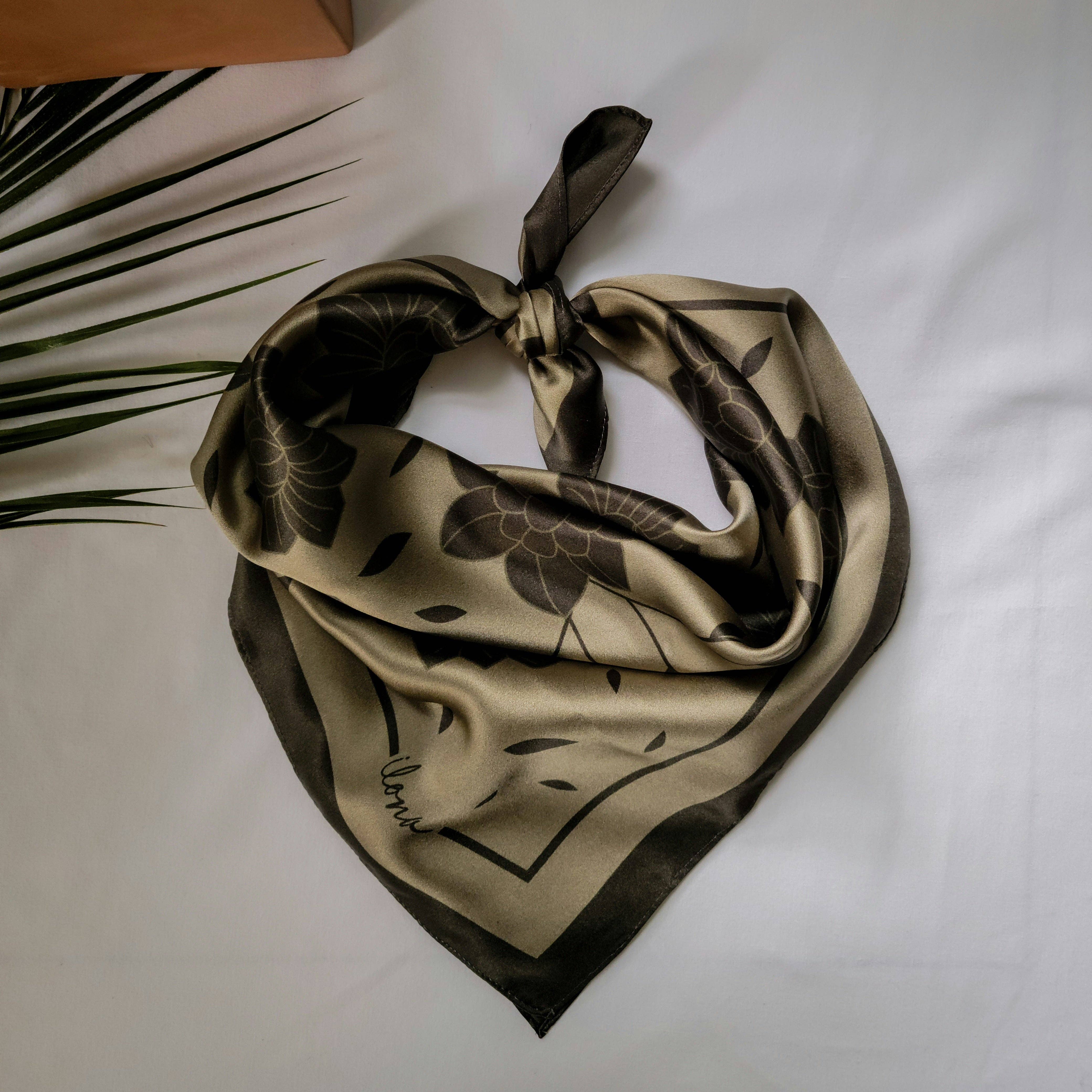 Hello Ilona - Wholesale Scarf - Women's - Kalocsa 100% Mulberry Silk Scarf - Oliva (Olive Green)4