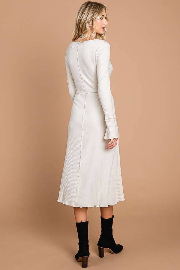 Culture Code - Wholesale Dress - Women's - CRD1798L - CHEVRON UPPER BODY FLARE LSLV MIDI DRESS3