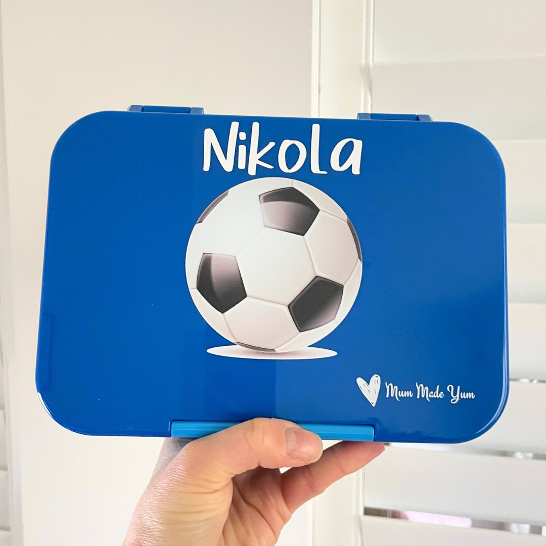 Mum Made Yum - Wholesale Lunch Bag/Box - Kids - Bento Lunchbox (Medium) - Dark Blue Soccer2