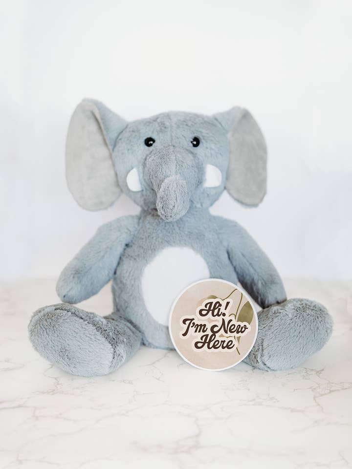 Baby Monthly Milestones, Elephant Stuffed Animal for wholesale by Grow With Me Baby Co