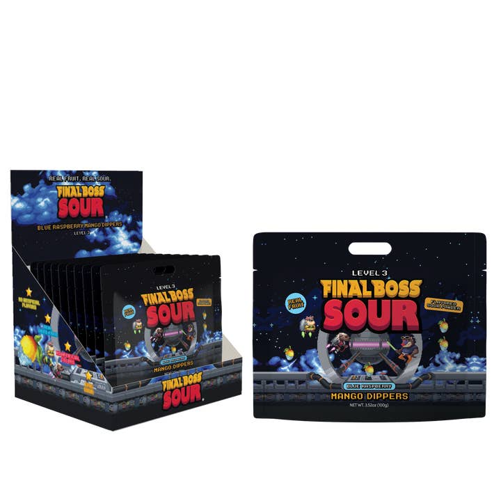 Level 3 Blue Razz Mango Dippers PDQ (10 Count) for wholesale by Final Boss Sour