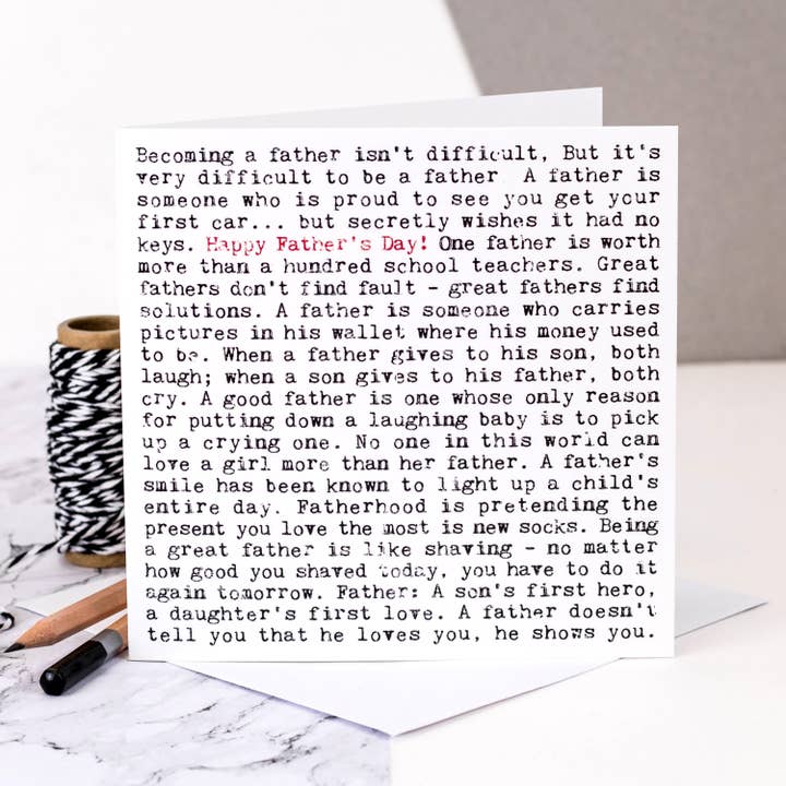 Biglietto per la festa del papà, citazioni sentite, buona festa del papà! per la vendita all'ingrosso da parte di Coulson Macleod (U.S. Duties Paid)