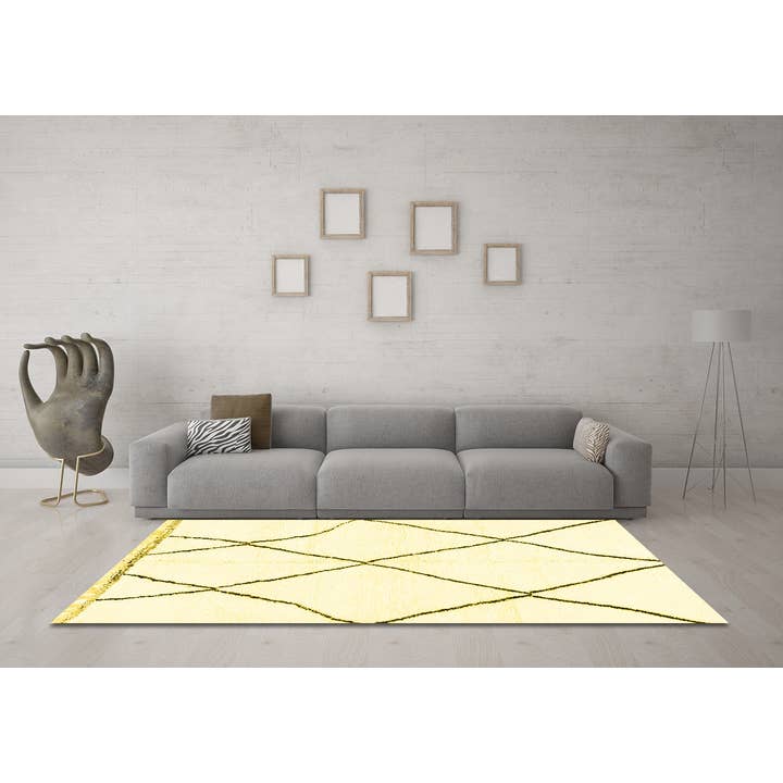 Machine Washable Solid Yellow Modern Area Rugs for wholesale by Ahgly