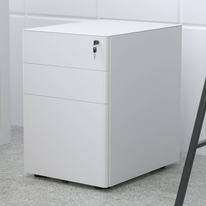3-Drawer Mobile Locking Filing Cabinet-White for wholesale by Flash Furniture