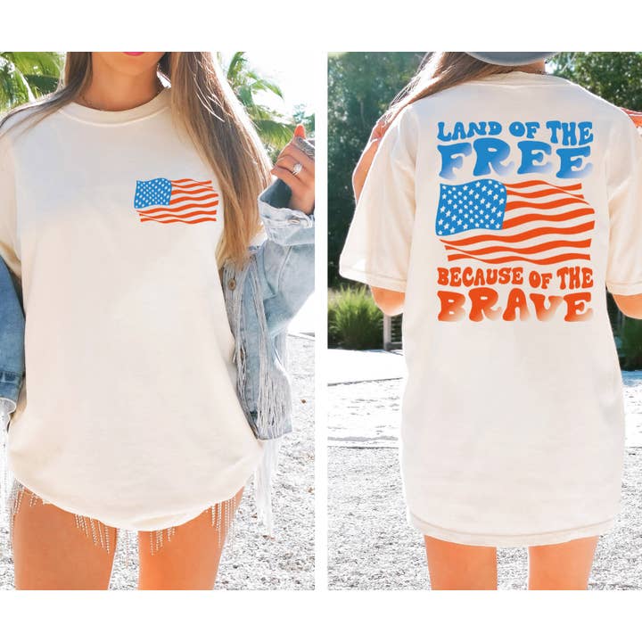 Southern Backroad Tees LLC - Wholesale T-Shirt (Graphic) - Women's - Land of the Free Memorial Day July 4th Shirt
