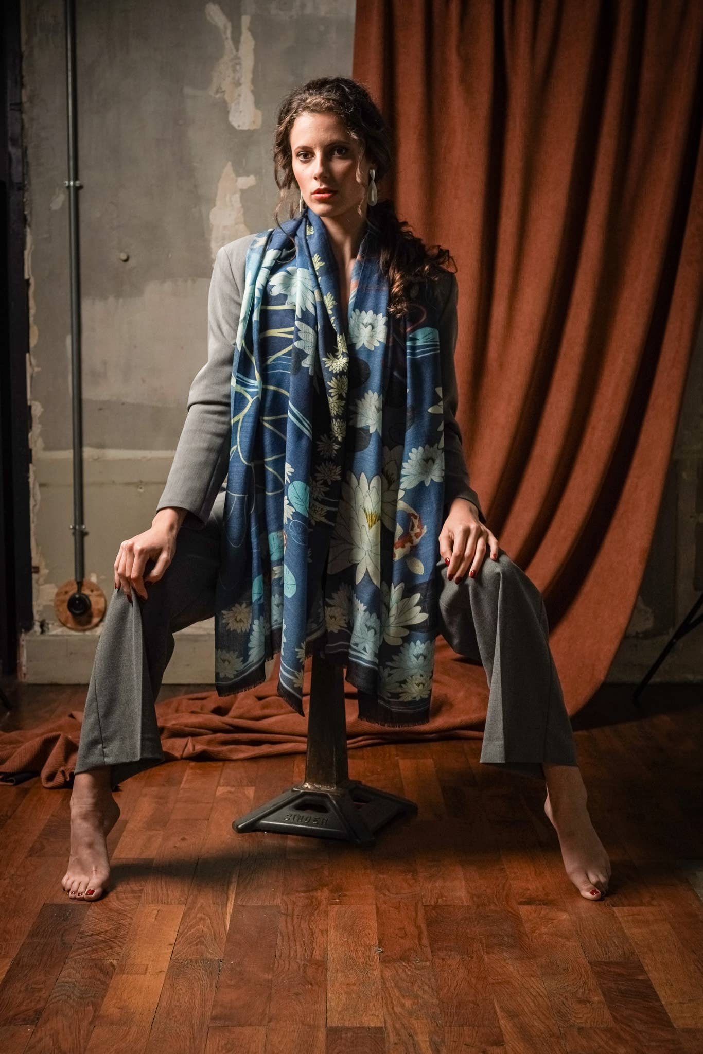 FST le french studio - Venta al por mayor Bufanda - Mujer - Gran bufanda de cachemira índigo2