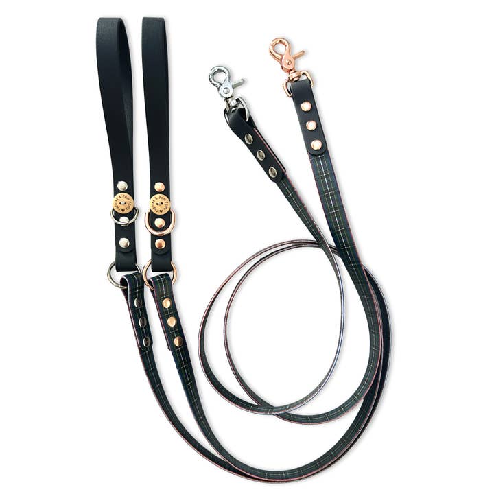 Handgemaakte Hondenriem - Veganistisch Leer - Cornish Hunting Tartan voor wholesale door Puppies & Pom Poms